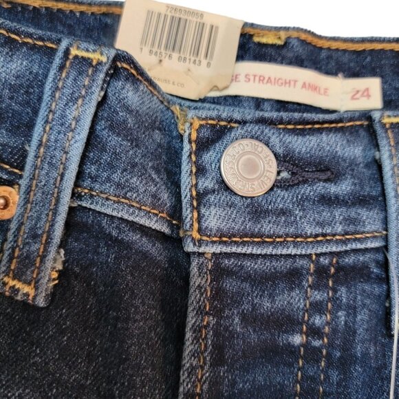 Levi's | Women's Ribcage Straight Ankle Highest Rise Dark Wash Jeans - Picture 5 of 15